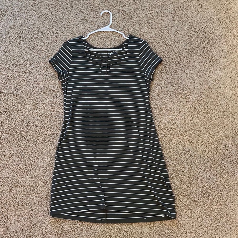 Olive Green Dress w/ Stripes, Aeropostale, Large
